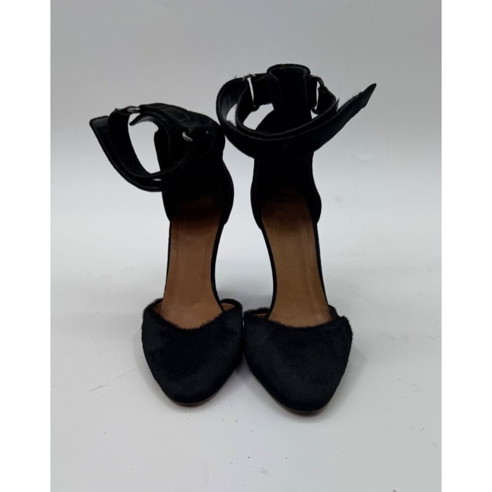 Isabel Marant Pony Hair Black Suede Ankle Strap Wedges Heels Size 8 or EU 38 Mad